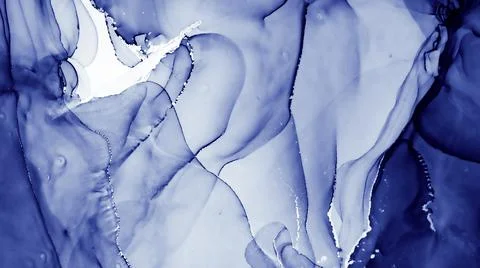 Snow Ink Paint. Art Flow Illustration. Blue Stock Illustration