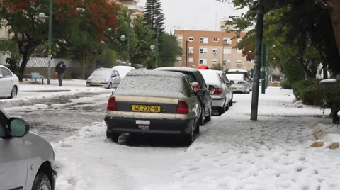 Snow in Israel. 2013. Stock Footage 33421455