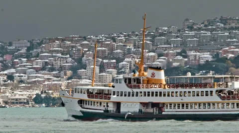 Snow in Istanbul Bosphorus Stock Footage 33623280