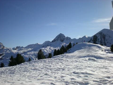 Snow in the Italian Alps, with blue sky Stock Photos