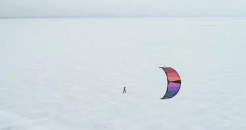 Snow Kite Plescheevo 3 Stock Footage 147304423