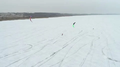 Snow Kite Plescheevo 4 16-9 動画素材 147302428
