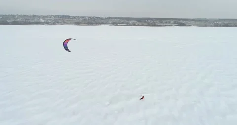 Snow Kite Plescheevo  Stock Footage 147288785