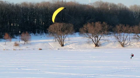 Snow-Kiting Stock Footage 35263133