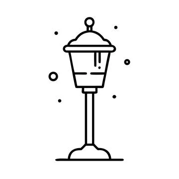 Snow Laden Lamp Post Minimal Winter Drawing Stock Illustration