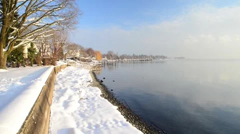 Snow at lake constance Video stock 45681696