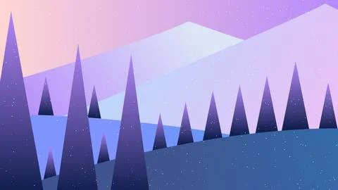 SNOW LANDSCAPE IN THE EVENING Stock Illustration
