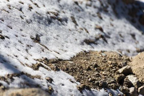 Snow layer cover on ground Stock Photos