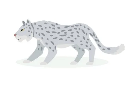 Snow Leopard Cartoon Flat  Vector Illustration Stock-Illustration
