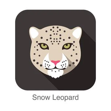 Snow leopard, Cat breed face cartoon flat icon design Illustrazione stock