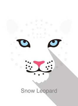 Snow Leopard face flat icon simple design, vector illustration Stock Illustration