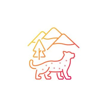 Snow leopard gradient linear vector icon Stock Illustration