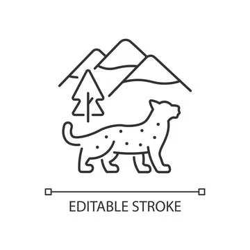 Snow leopard linear icon Stock Illustration