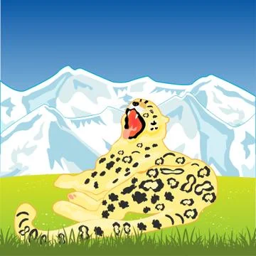Snow leopard on nature Stock Illustration