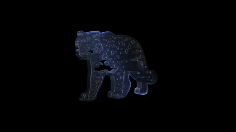 Snow leopard transforming and walking on black background Stock Footage 317221690