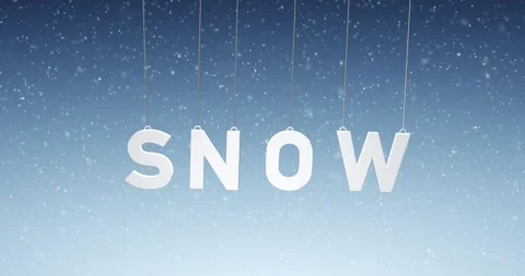Snow letters swing on string on loop snowfall background Stock Footage 346649103