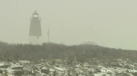 Snow lighthouse Stock Footage 34456409