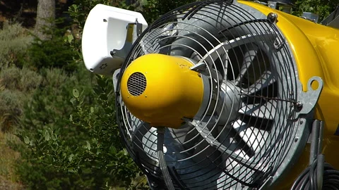 Snow machine filmed in close-up. Propeller rotates slightly in the wind. Video stock 236716977