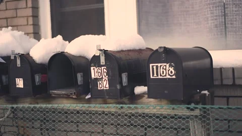 Snow on the mail box Video stock 145815069