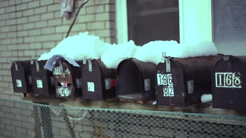 Snow on the mail box Stock Footage 145815073