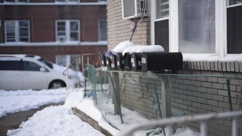 Snow on the mail box Video stock 145815114