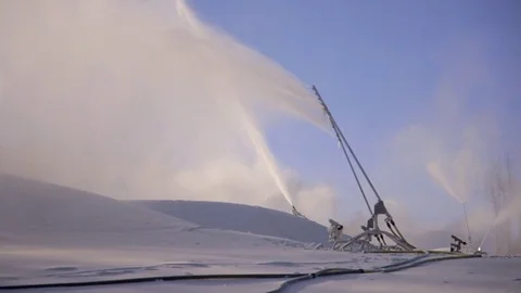 Snow Making Machines at a Ski Hill. Stock Footage 72126121