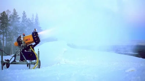 Snow making system in mountain on the ski hill in winter Video stock 52975987