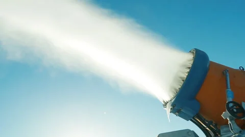 Snow making system in mountain on the ski hill in winter Stock Footage 60186679