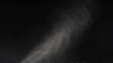 Snow making system in work at night 스톡 동영상 97282071