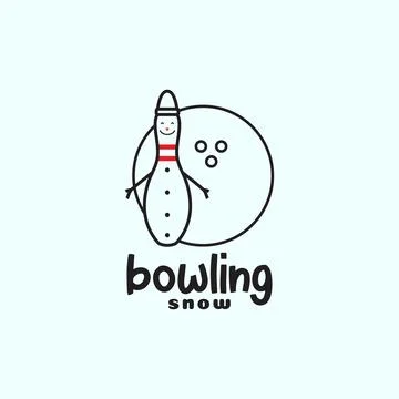 Snow man with ball bowling logo design vector graphic symbol icon illustrat.. Stock Illustration