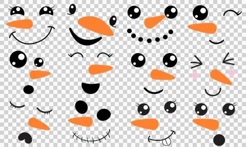 Snow man face elemention Stock Illustration