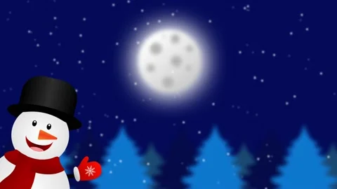 Snow man say hello on left side isolated on blur christmas background Stock Footage 222937097