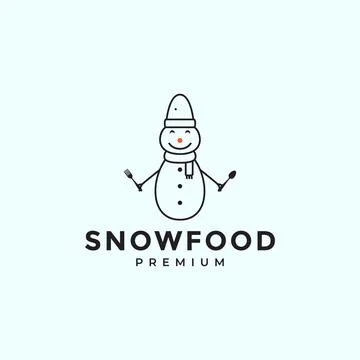 Snow man with spoon fork logo design vector graphic symbol icon illustratio.. Stock Illustration