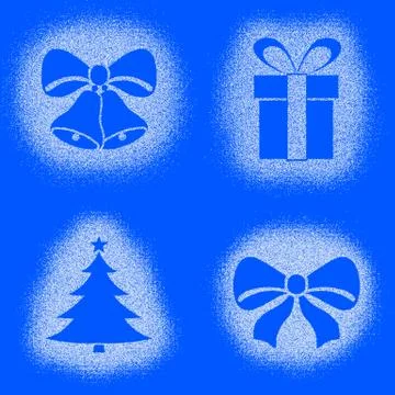 Snow mark of christmas objects on blue set Stock Illustration