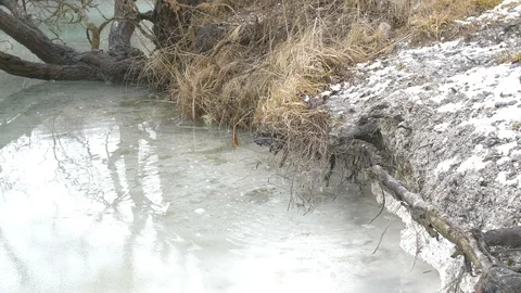 Snow melting into lake Stock-Footage 87507341
