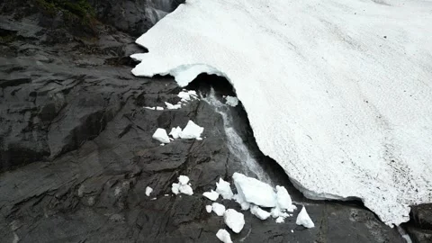 Snow melting as a water flow flows through it 스톡 동영상 332730317