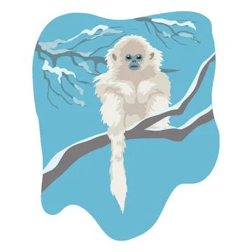 Snow monkey illustration. Stock Illustration