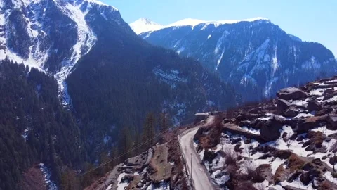 Snow mountain and road Stock Footage 202075424
