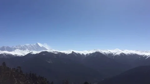 Snow mountain in blue sky Stock Footage 79316006
