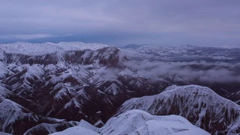 Snow Mountain in clouds 2 Stock Footage 83800571