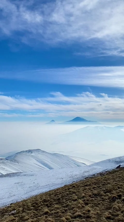 Snow mountain in the clouds Stock Footage 304552914