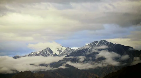 Snow mountain clouds timelapse Stock Footage 38466368