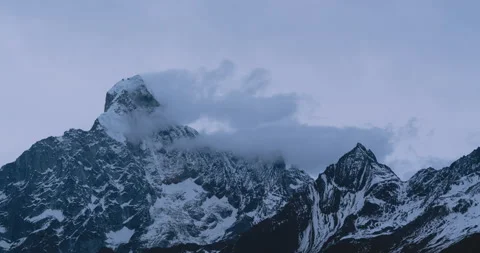 Snow mountain, cloudscape, daytime landscape (time-lapse) Stock Footage 132763920
