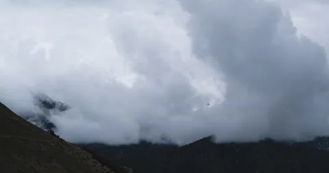 Snow mountain, cloudscape, daytime landscape (time-lapse) Stock Footage 132763978