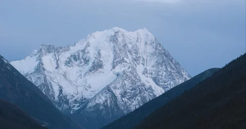 Snow mountain, cloudscape, daytime landscape (time-lapse) Stock Footage 132764001