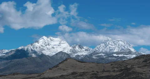 Snow mountain, cloudscape, daytime landscape (time-lapse) Stock Footage 132764028
