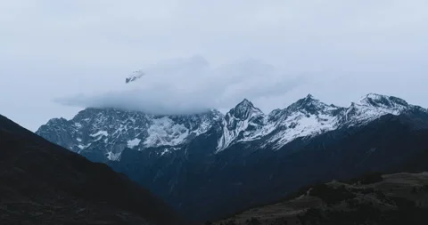 Snow mountain, cloudscape, daytime landscape (time-lapse) Stock Footage 132764049