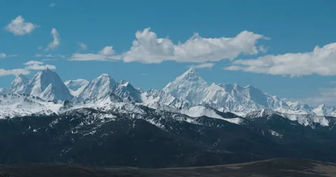 Snow mountain, cloudscape, daytime landscape (time-lapse) Stock Footage 132764050