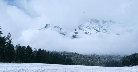 Snow mountain, cloudscape, daytime landscape (time-lapse) Stock Footage 132764740