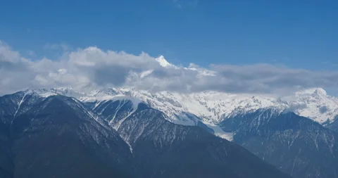 Snow mountain, cloudscape, daytime landscape (time-lapse) Stock Footage 132764751